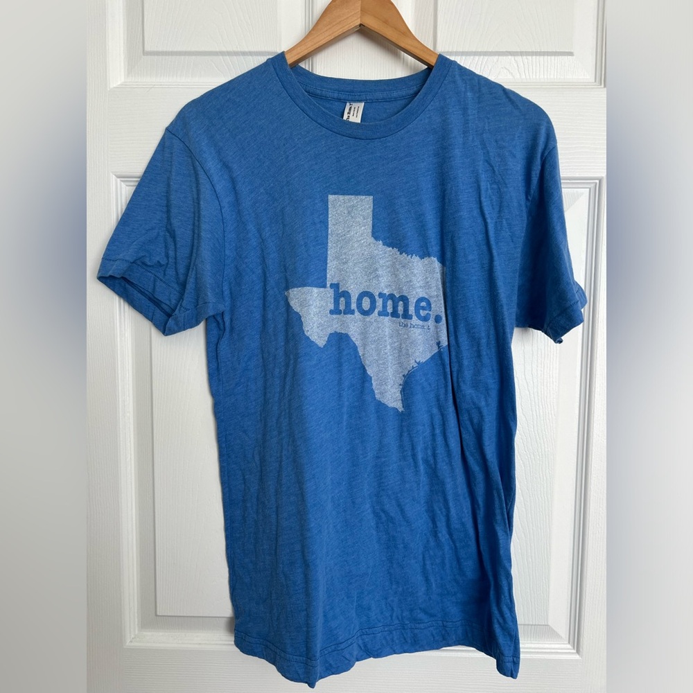 Size medium TEXAS The Home T soft heather blue short sleeve Tshirt.